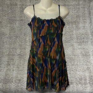 Urban Outfitters Multicolor Sheer Mesh Ruffle Cami Dress S